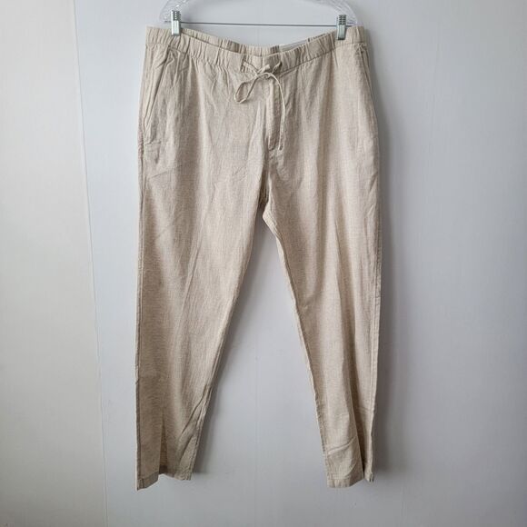 H & M women's linen blend pants size XL pull on tie waist wide leg Breathable - Picture 1 of 8